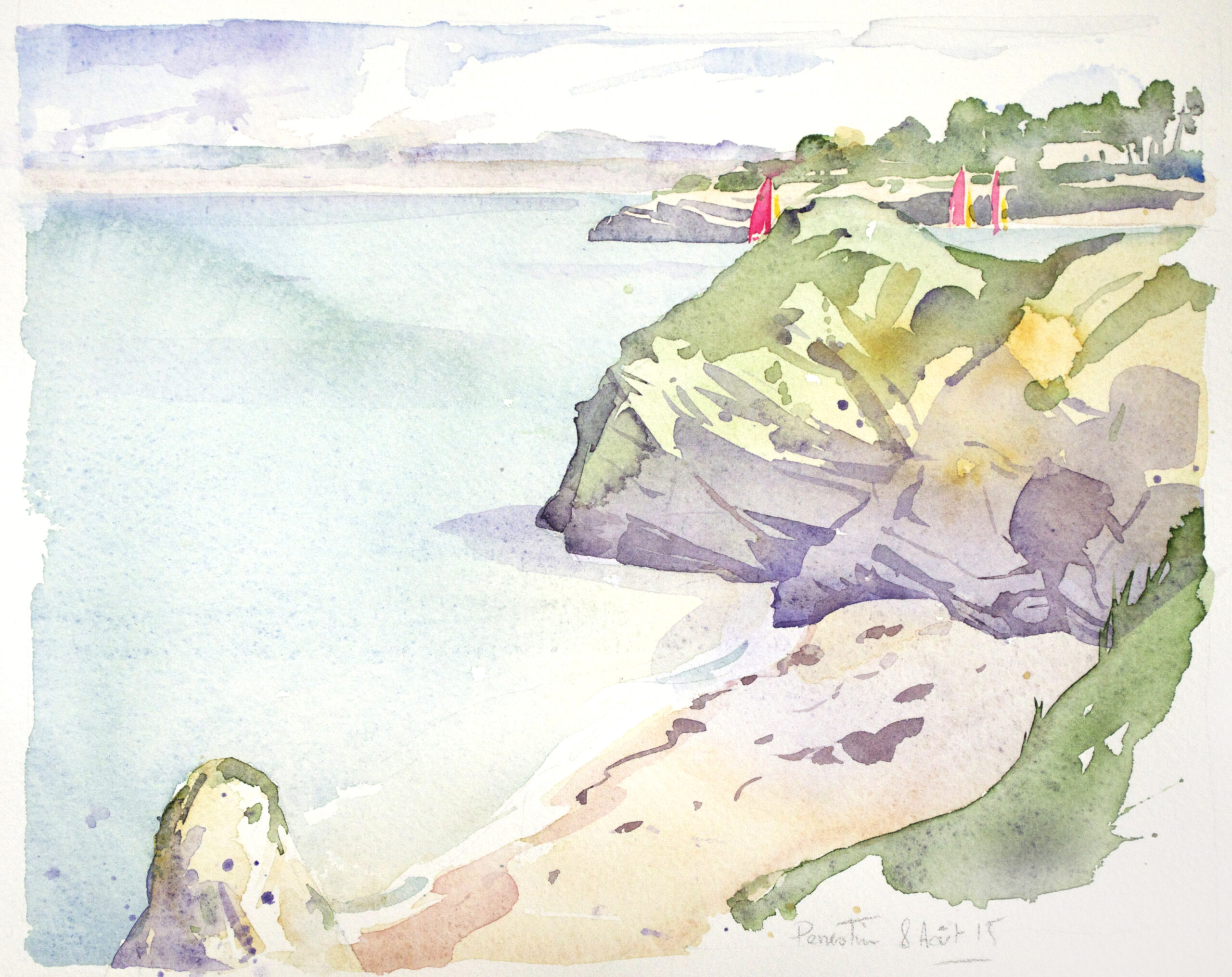 Aquarelle sur le motif - watercolor - Patrick Clouet -Pénestin - Sketch - landscape painting- artwork