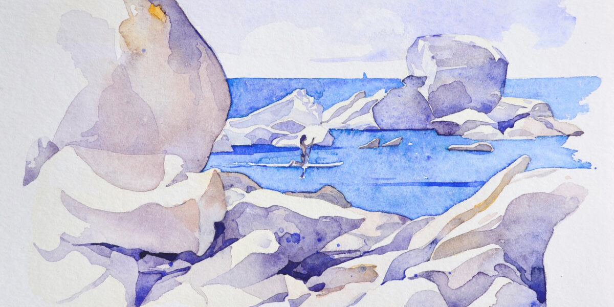 Aquarelle sur le motif  - watercolor -Patrick Clouet - artwork- landscape painting-Pallombaggia- corse- l'ile de Beauté